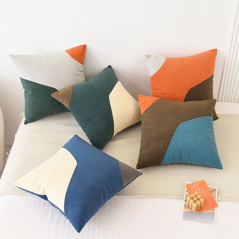 Nordic Solid Color Geometric Stitching Pillow Washable