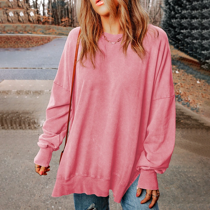 New Solid Color Loose Pullover Top Women