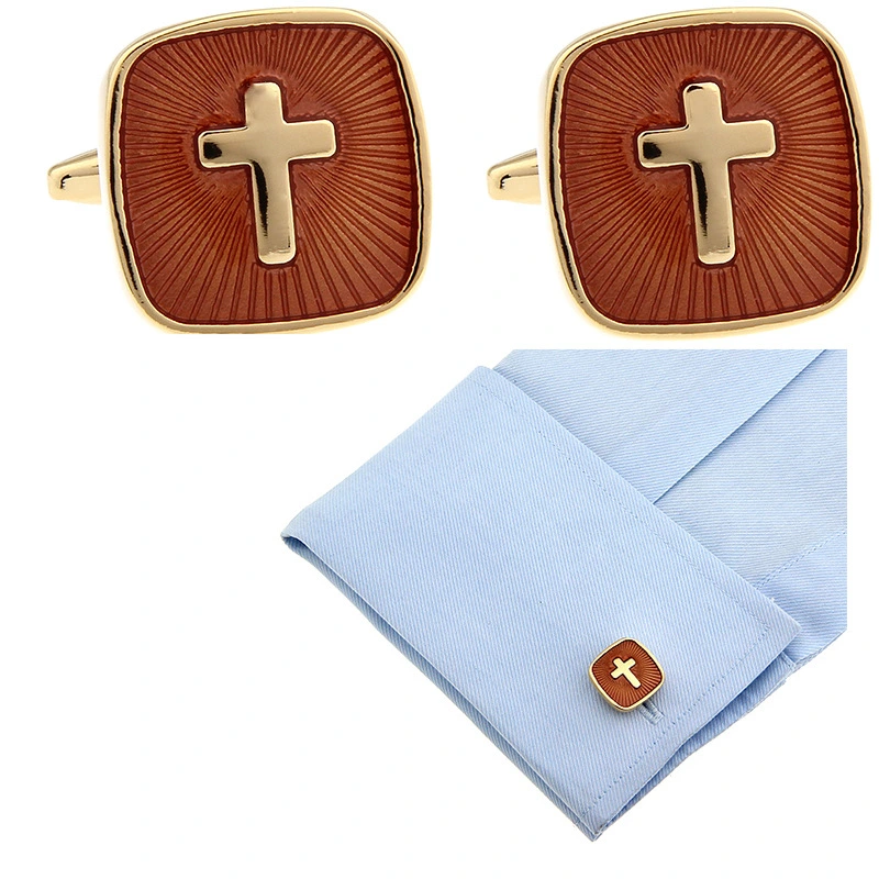 Gold Enamel French Shirt Cufflinks