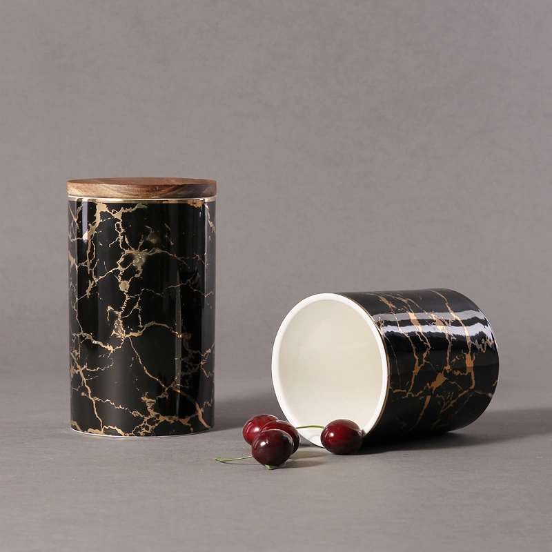 Kitchen Ceramic Snack Storage Jar Marble Pattern