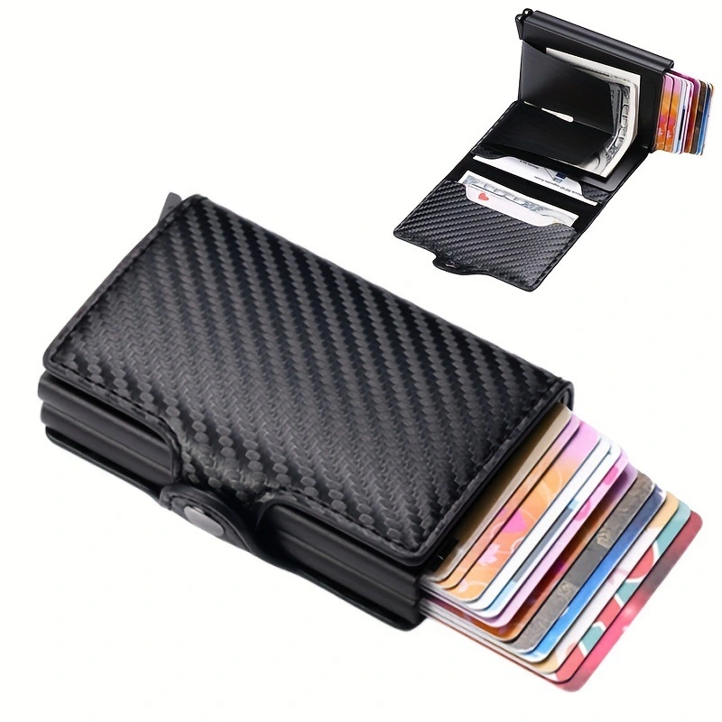 Pop Up RFID Credit Card Holder Wallet Credit Card Holders PU Leather Blocking Rfid Wallet Men Id Card Holder Aluminum Card Case Purse