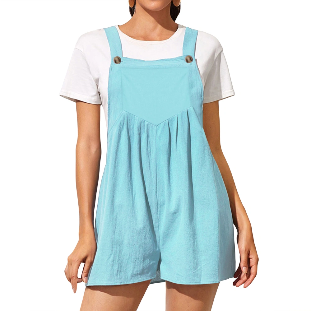 Women's Short Overalls Casual Summer Rompers Sleeveless Solid Color Shortalls Baggy Jumpsuits