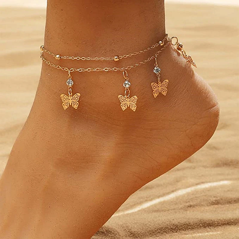 Fashion Beach Diamond Fashion Double-layer Ball Anklet