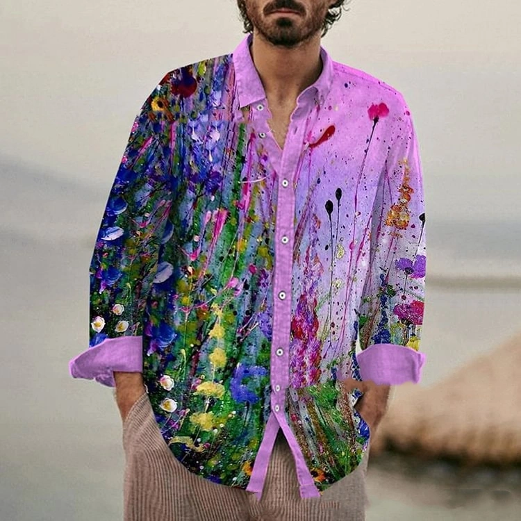 Men's Printed Painted Casual Loose Oversized Shirt