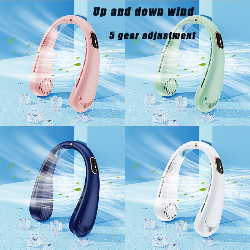 2023 Summer new leafless USB charging fan handheld portable hanging neck mini fan