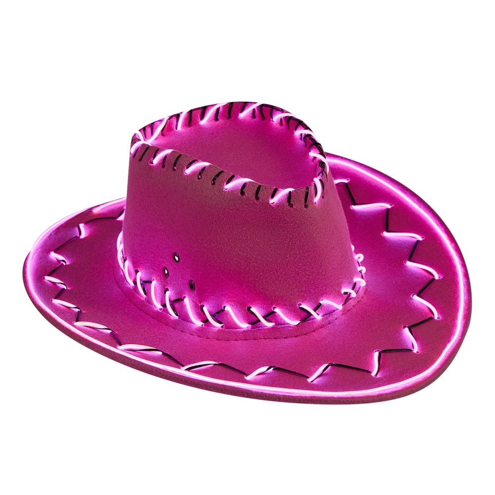 Women Men Cowboy Hat Creative Glowing Wide Brim Western Cowgirl Cap Halloween Props Stage Show Cap Sunshade Hat