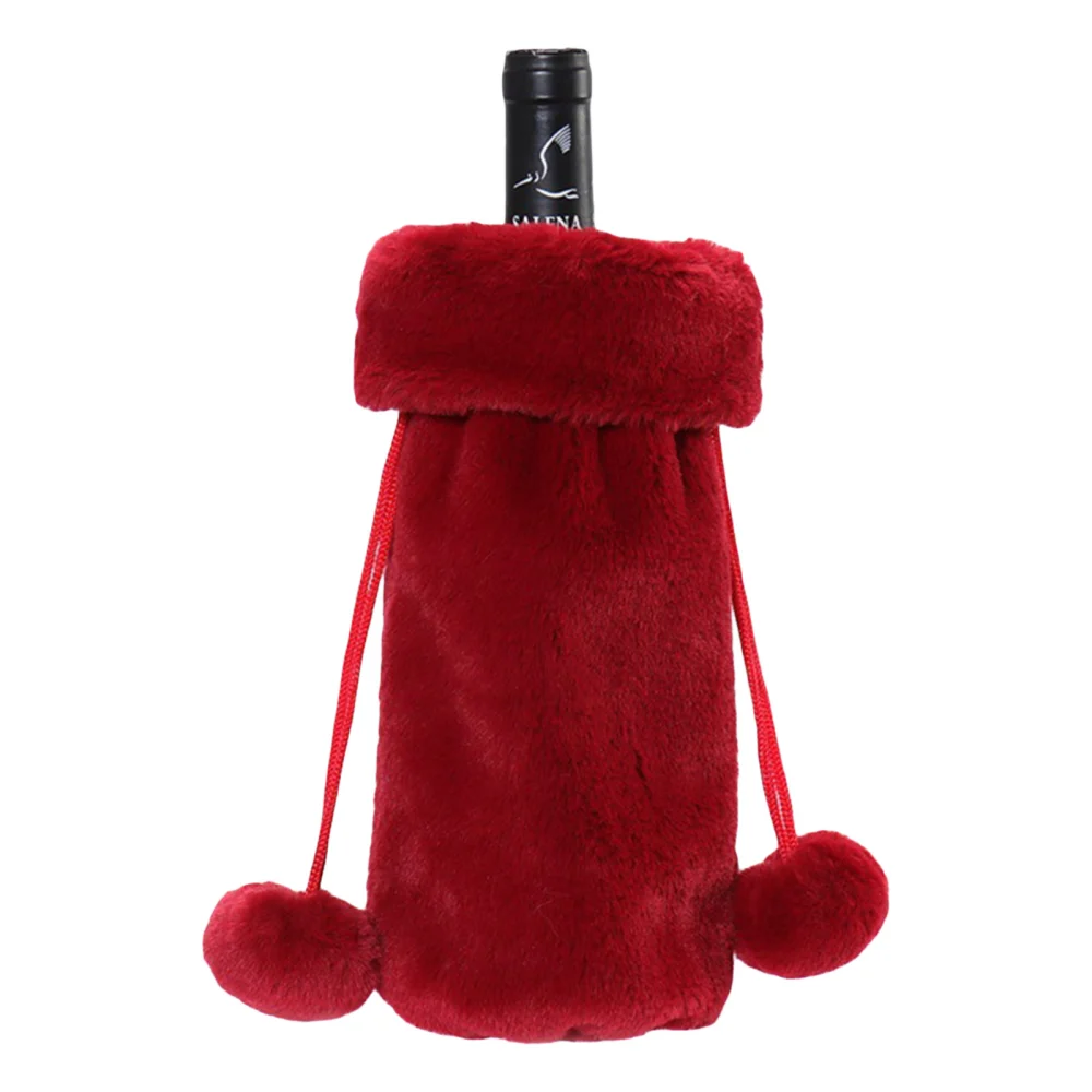 Christmas Wine Bottle Covers, Rabbit Hair Wine Bottle Bag Decorative for Holiday Christmas New Year Table Decor Party Gift