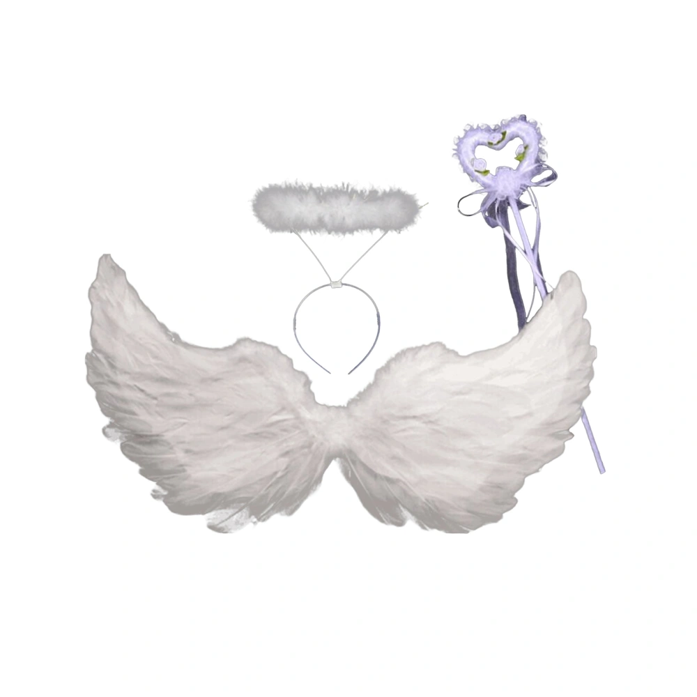 Angel Wings, Halo and Fairy Wand for Kids Angel Costume Feather Wingsare for Halloween Christmas Eve