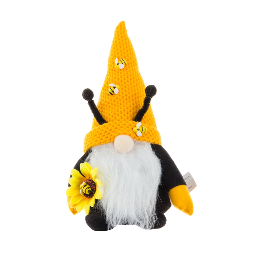 Plush Doll, Bee Sunflower No Face Gnomes Desktop Decorative Stuffed Doll Toy Gift for Children Adult