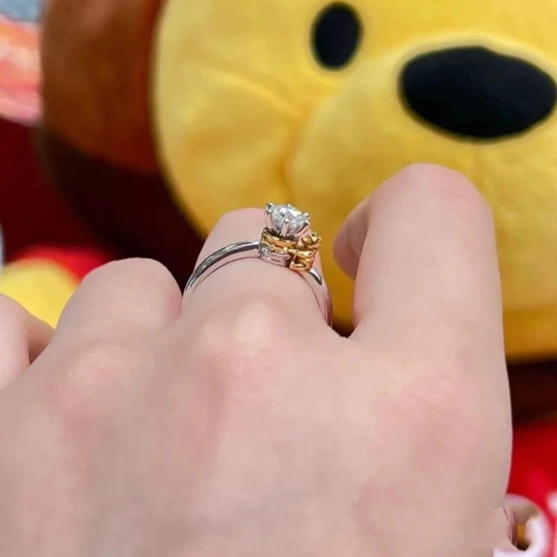Mild Luxury Cute Winnie Bear Opening Adjustable Ring