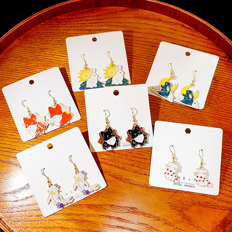 Cute And Cartoonish Little Animals Earrings Alloy Oil Drops