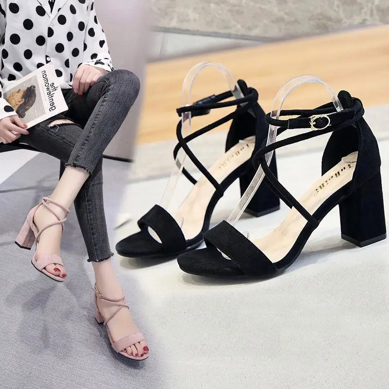 Women's Cross Strap Roman High Heels