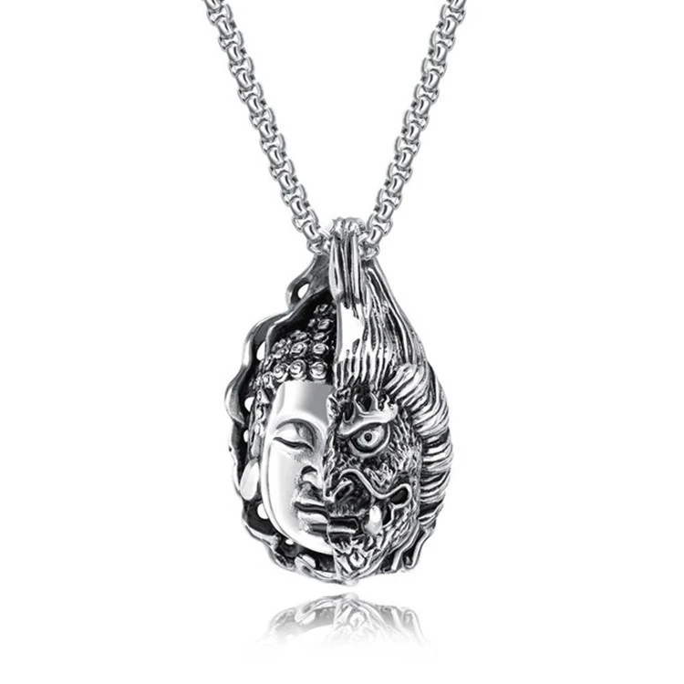 Men's Fashion Personality A Flash Of Thought Half Buddha Half Magic Necklace