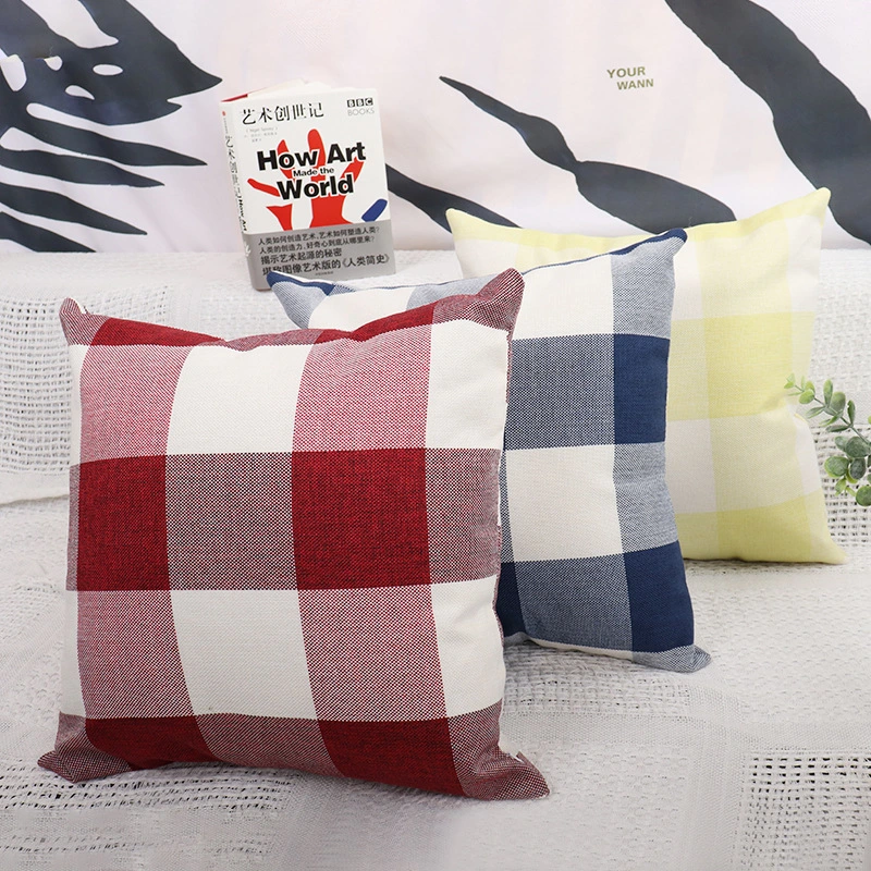 Plaid Pillow Cover Simple Home Sofa