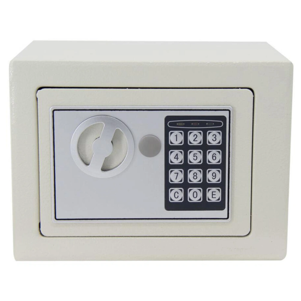 17E Digital Security Cabinet Safe Box Solid Steel Construction Money Box For Home Office Safety Use with Keypad and Override Key without Battery (White)