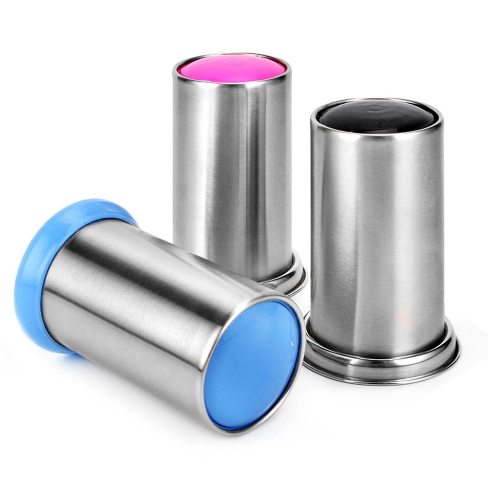 Stainless Steel Toothpick Box Automatic Toothpick Holder Dispenser Toothpick Jar Toothpick Bottle(Random Color Plastic Base)