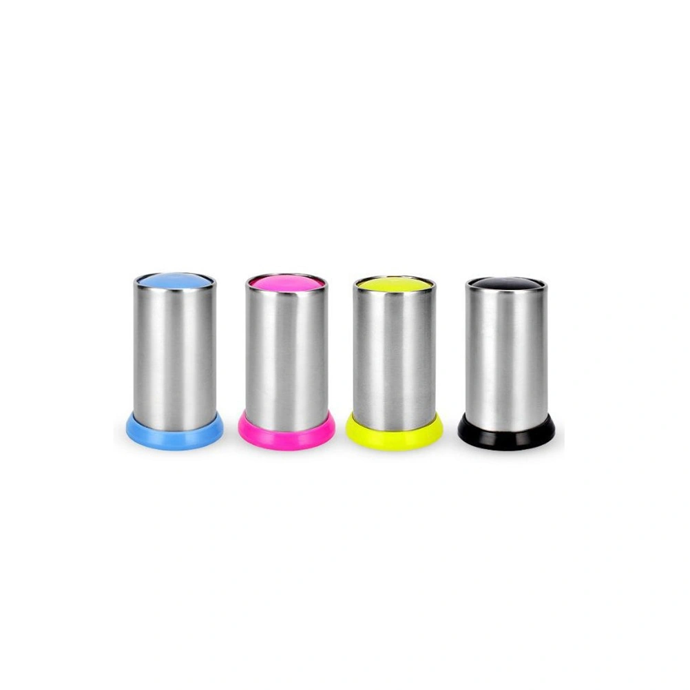 Stainless Steel Toothpick Box Automatic Toothpick Holder Dispenser Toothpick Jar Toothpick Bottle(Random Color Plastic Base)