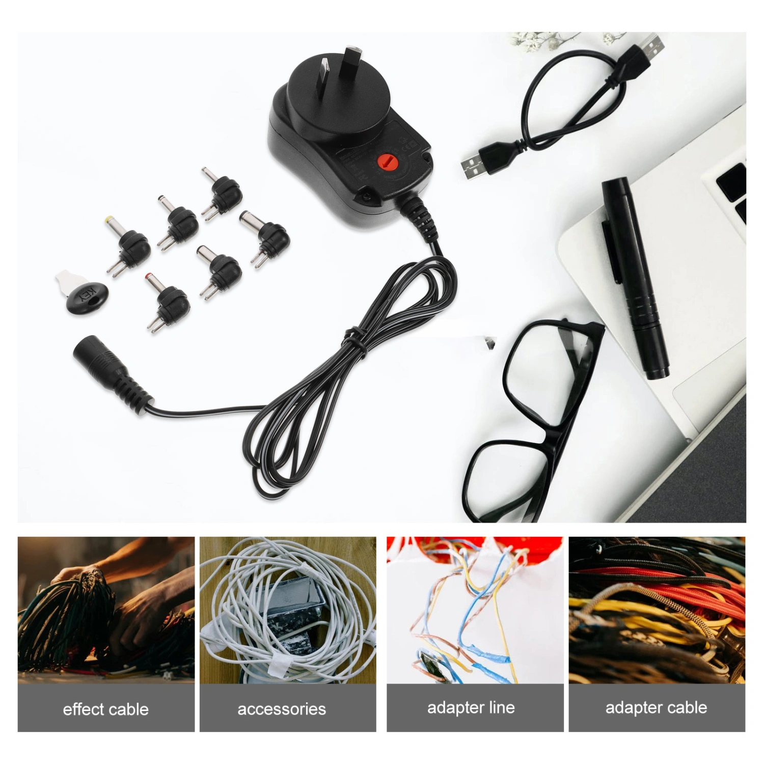 1 Set Universal Power Supply Charger Adjustable Voltage Switching Power Supply Adapter (AU Plug)