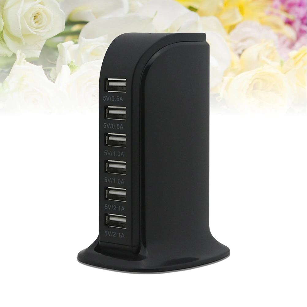 30W Multi 6 Port USB Charger 6A Rapid Charging Station Desktop Travel Hub with AU Plug (Black)