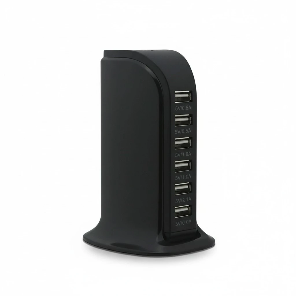 30W Multi 6 Port USB Charger 6A Rapid Charging Station Desktop Travel Hub with AU Plug (Black)