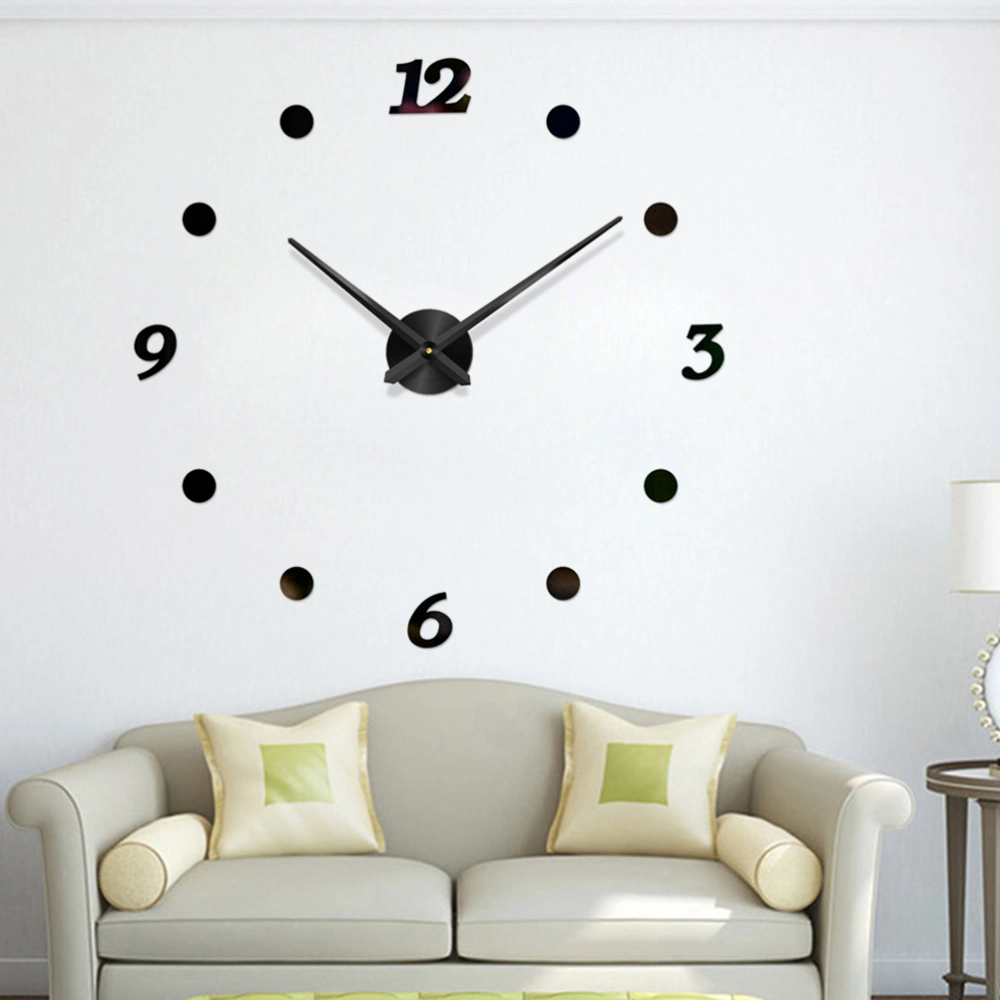 Black Large Wall Clock Creative Round Acrylic Simple Wall Clock DIY Home Decor Wall Clock for Living Room Ornament without Battery