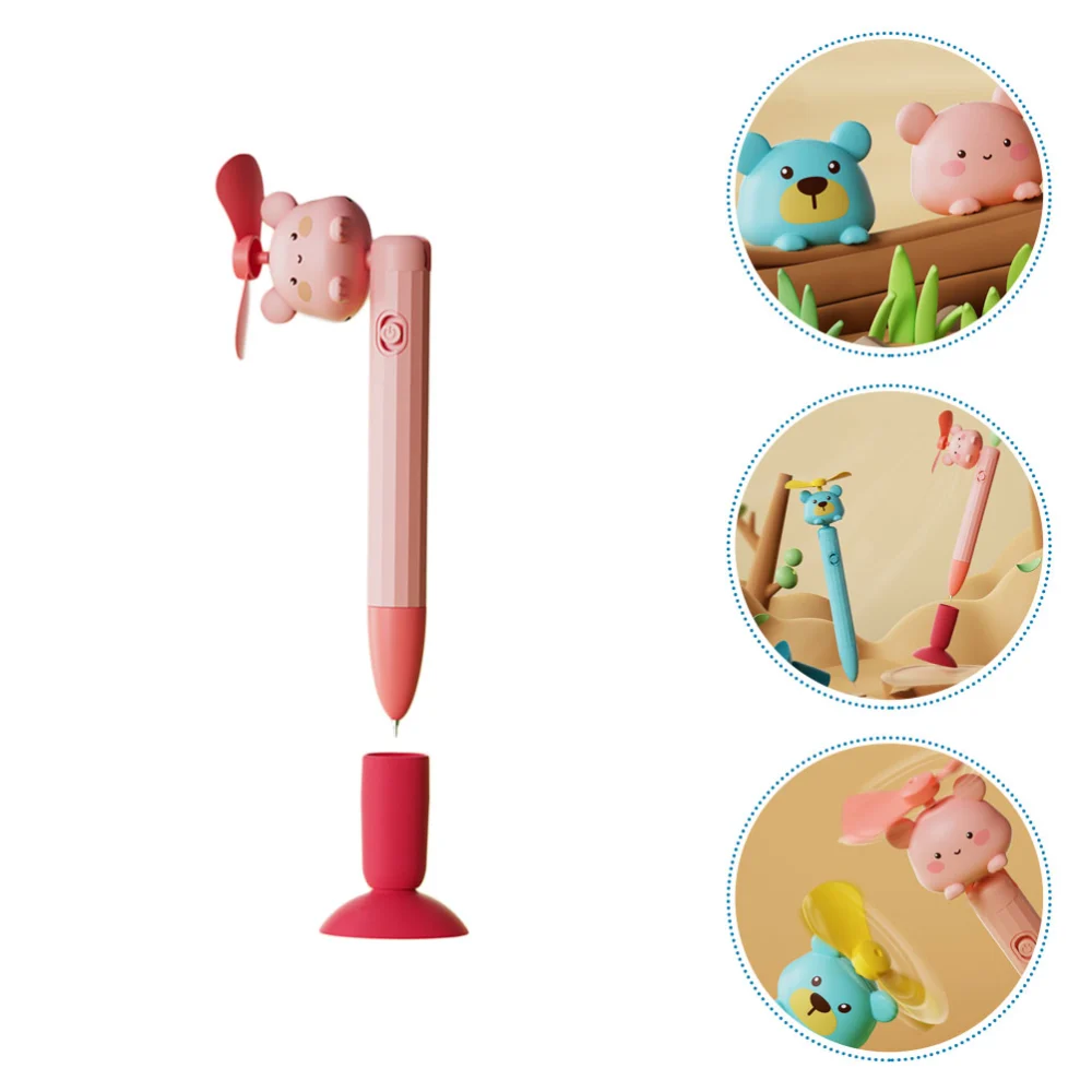 Cartoon Fan Design Writing Pen Suction Cup Mini Fan Multi-function Writing Pen with Fan