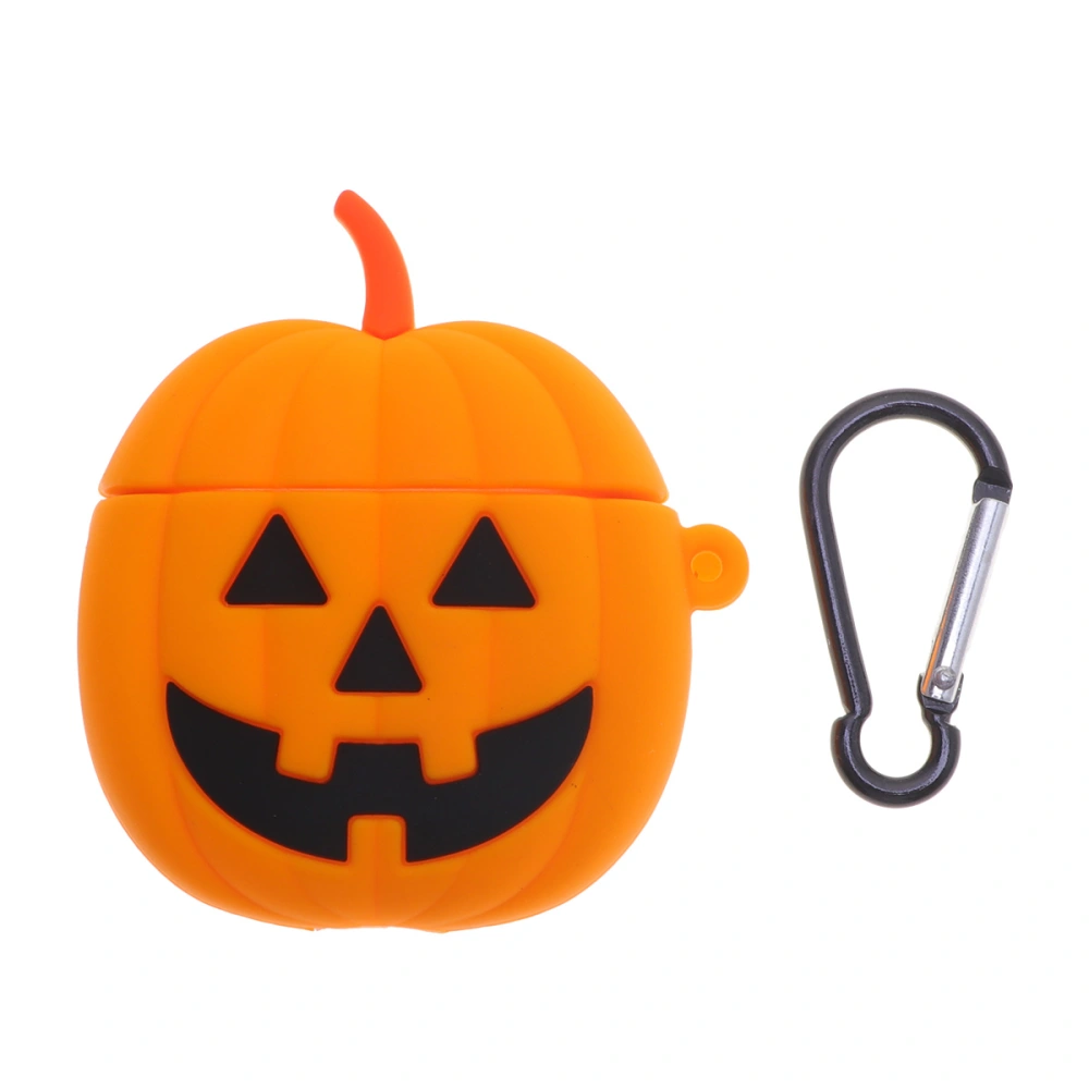 Halloween Pumpkin Head Protective Wireless Earphone Cover Cartoon Grimace Silicone Case with Carabiner Compatible for AirPods 2