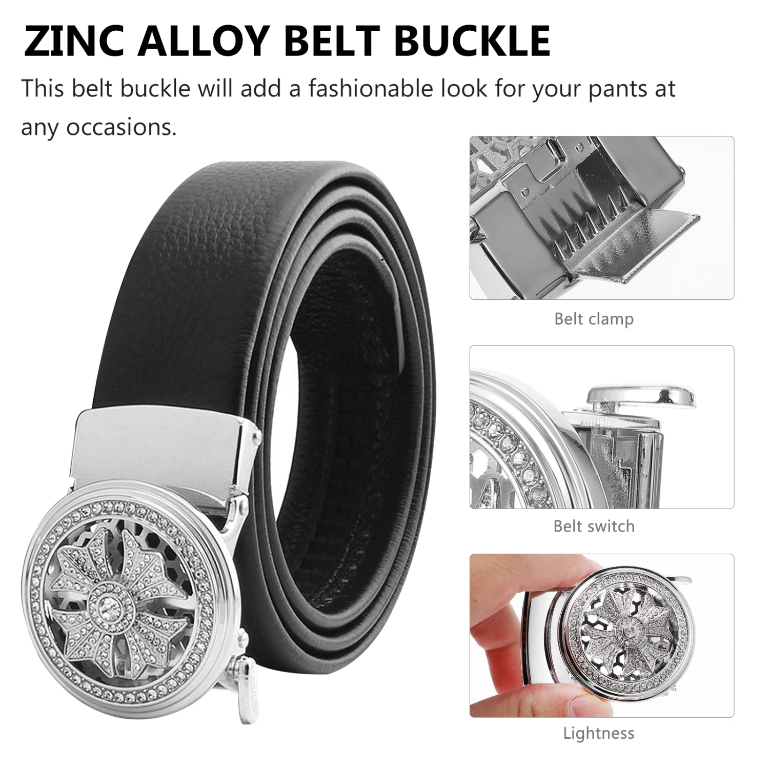 1Pc Automatic Diamond Design Belt Fastener Fashion Men Buckle Clothing Accessory