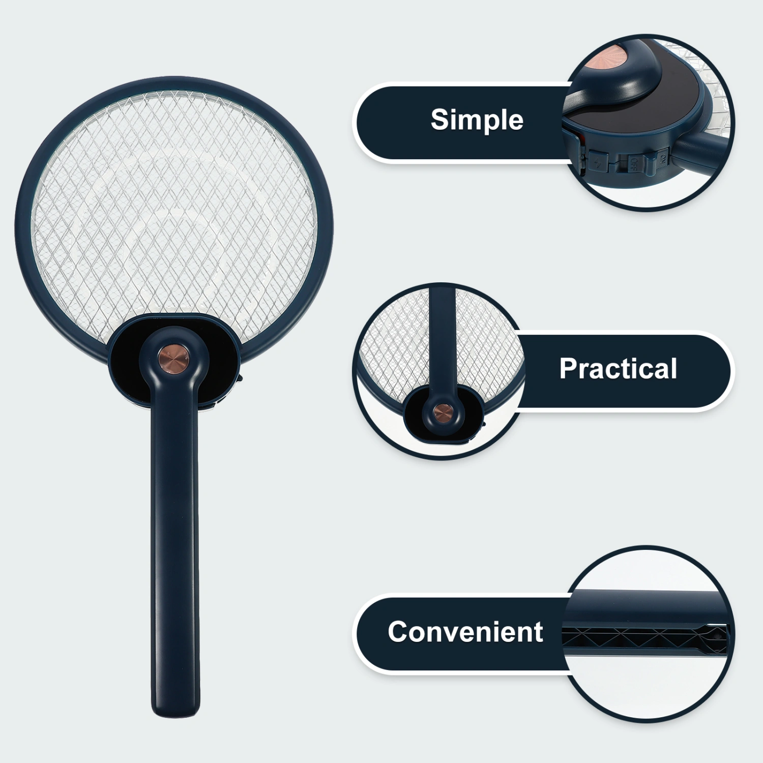 Electric Mosquito Racket Rotatable Foldable Mosquito Lure Killer USB Fly Swatter
