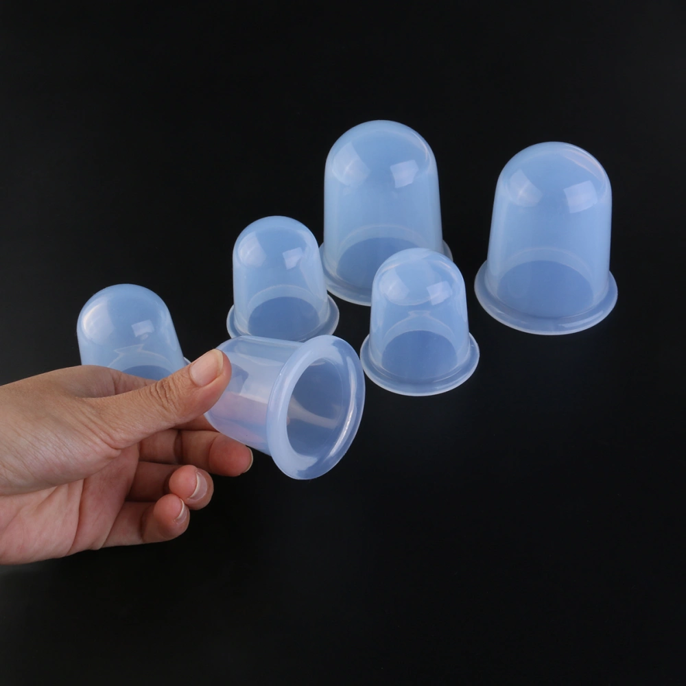 6pcs Silicone Cupping Massage Tools Pro Body Facial Therapy Cupping Cups - 2Ppcs*XL + 4pcs*L (Transparent White)