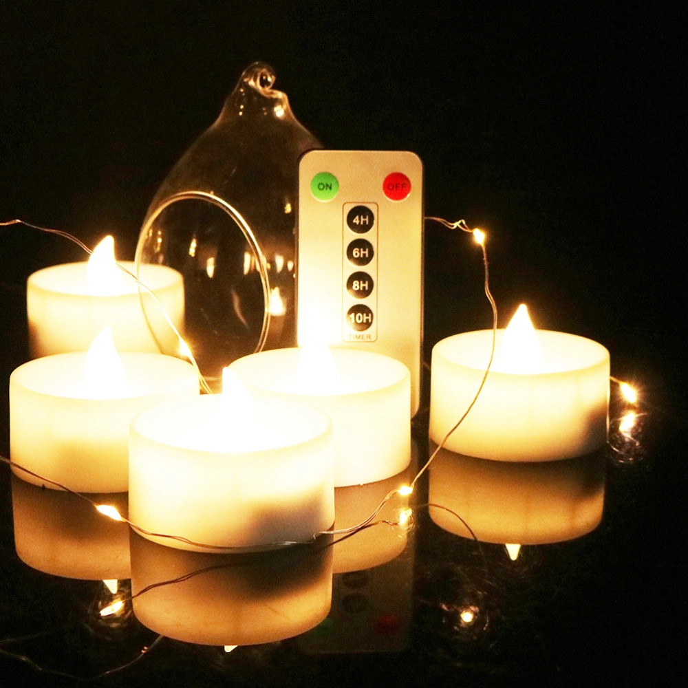 6PCS Smokeless Electronic Candle Colorful Romantic Electronic Candle Light without Battery for Home - Warm White (White)