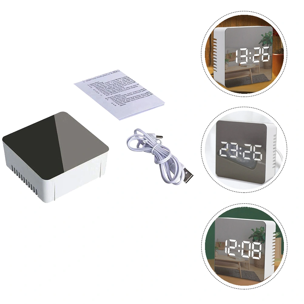 Mirror Surface Luminous Digital Alarm Clock LED Alarm Clock (No Battery)