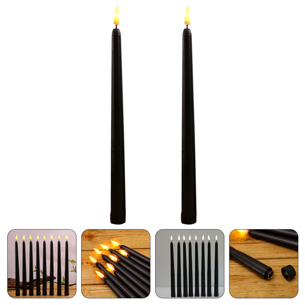 2pcs Electric Candle Lamps Led Candle Lights Halloween Party Decor Supplies