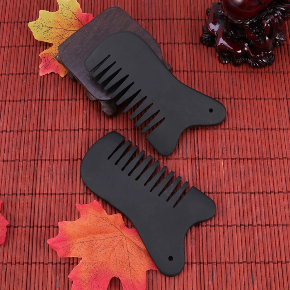 2 pcs Stone Needle Scraping Massage Comb Natural Jade Scraping Board Massage Comb for Home Use Single Fork Comb