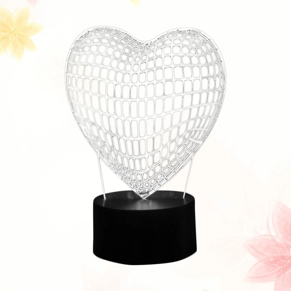 3D Acrylic Heart Illusion Light Plastic Touch Switch Base LED Colorful Plate Lamp Desktop Ornament with without Battery