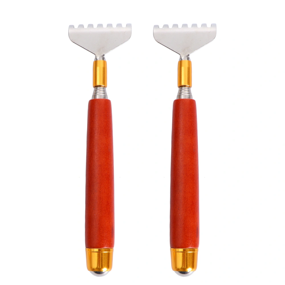 2pcs Stainless Steel Back Scratcher Wooden Handle Flexible Scratche Claw Scratching Tool