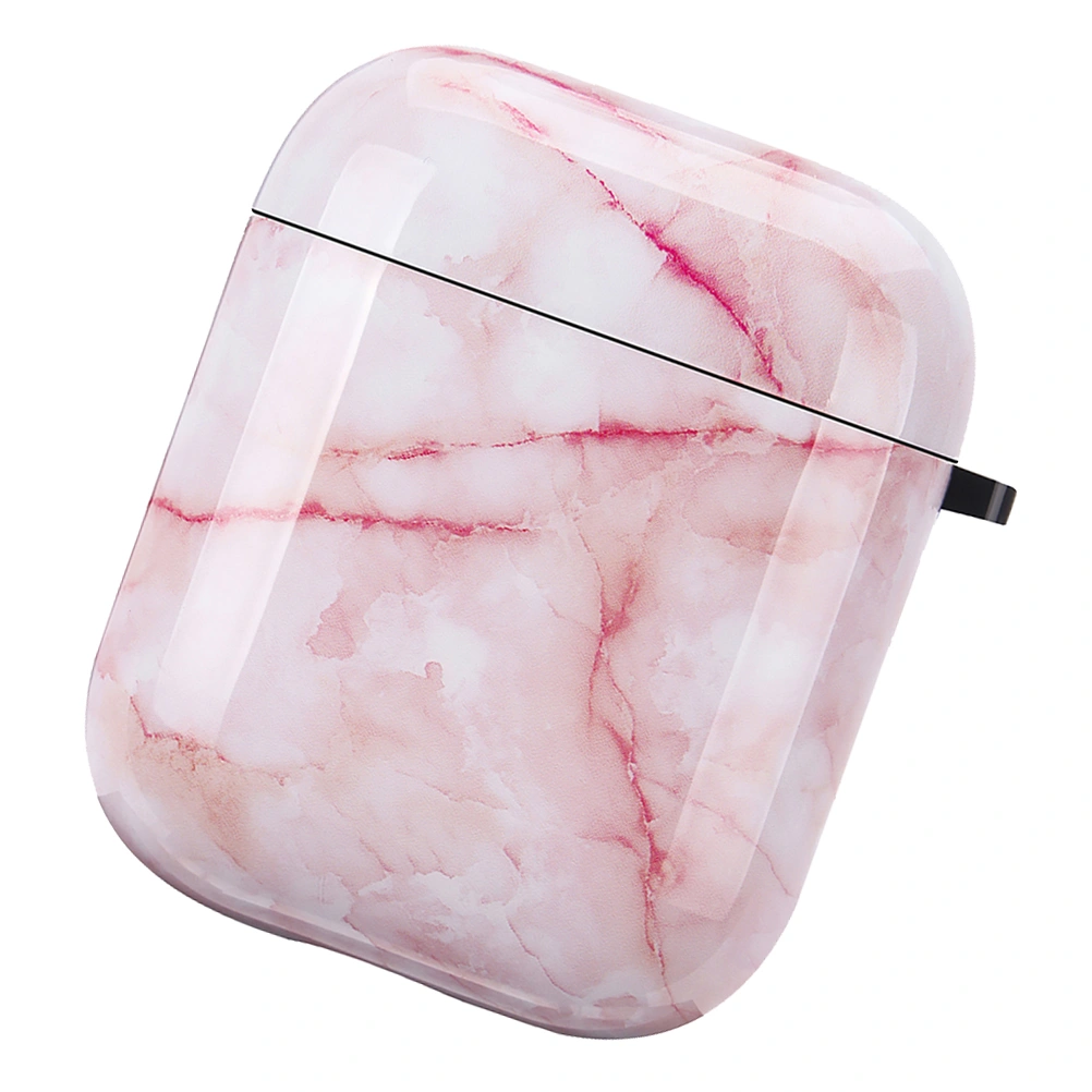 Wireless Earphone Protector TPU Protective Headset Case Universal Cover Compatible for AirPods 1/2 (Pink Marbling)