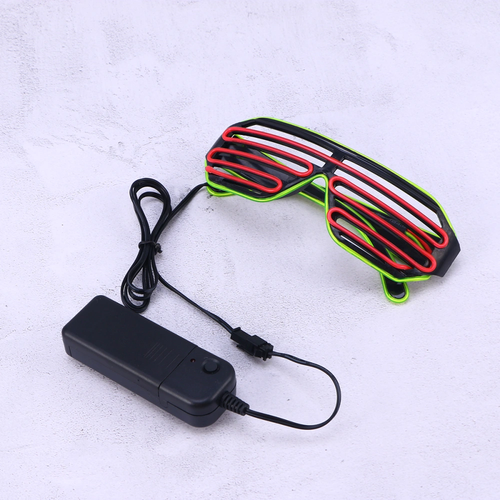 Glow Sunglass LED Cold Light Emitting Glasses Flash Toys for Christmas Party Bright Glasses Photo Props(Shutter Standard, Green Box, Pink Mirror,without Battery)