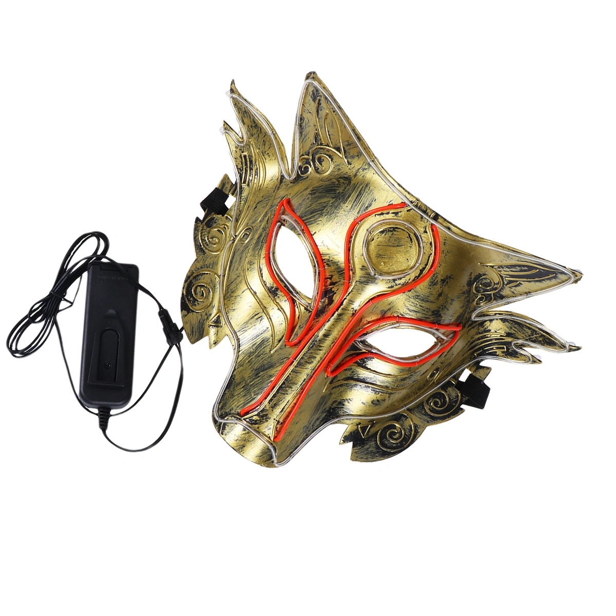 Halloween LED Glowing Mask Wolf Head Night Mask Halloween Cosplay Face Cover (Without Battery)