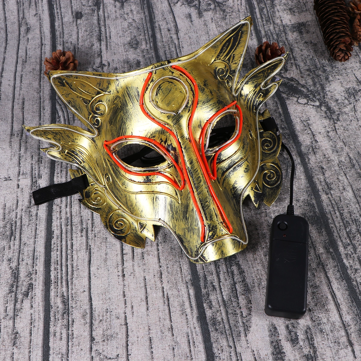 Halloween LED Glowing Mask Wolf Head Night Mask Halloween Cosplay Face Cover (Without Battery)