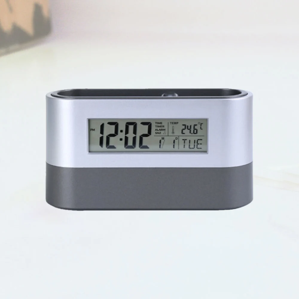 Pen Container Clock Temperature Time Date Display Wireless Alarm Clock Creative Alarm Clock for Home