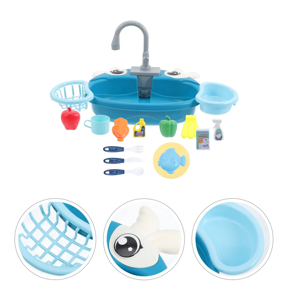 1 Set Pretend Play Kitchen Sink with Running Water Toddler Role Play Sink Toy