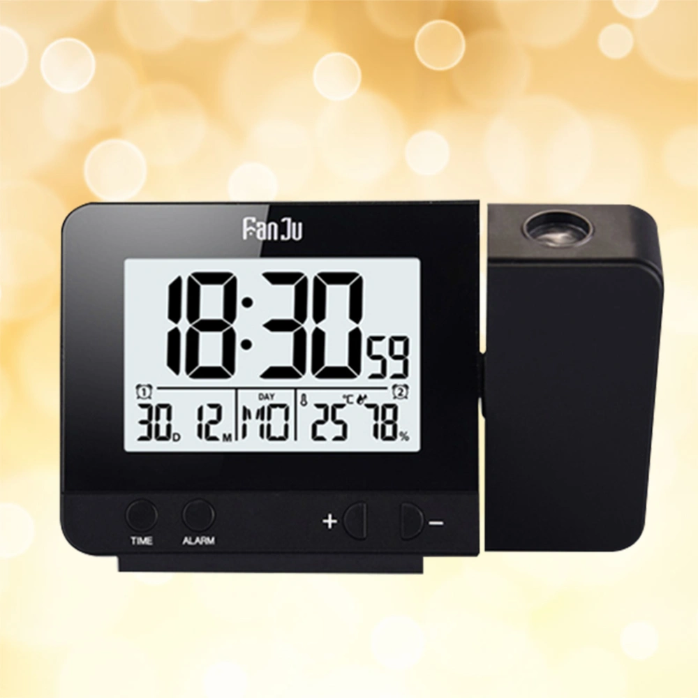 Led Clock Multi-Function Alarm Clock Temperature Display for Home Office School (Black, No Battery)