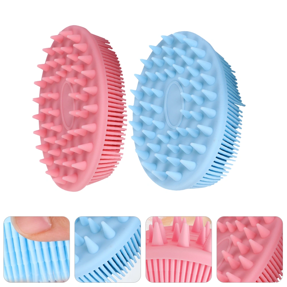 1 Set 2Pcs Silicone Shampoo Brushes Double-side Baby Massage Bath Brushes