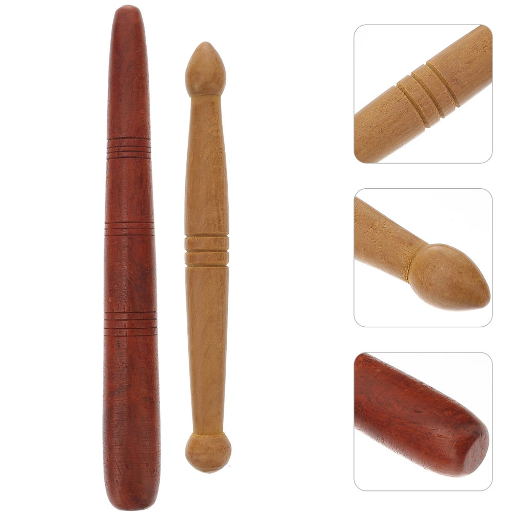 1 Set 2pcs Wood Massage Rods Sole Massaging Sticks Scraping Massage Tools