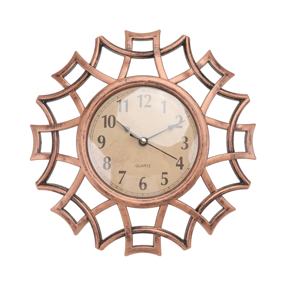 Vintage Dial Clock European Hollowed-out Silent Clock 3D Large Decorative Wall Clock for Living Room Bedroom Kitchen(Bronze)