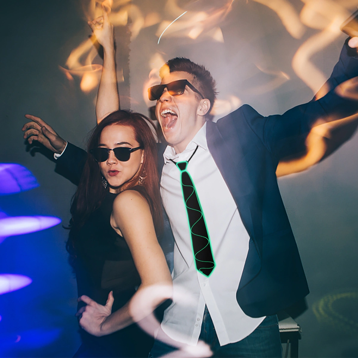 1pc Party Decoration Halloween Tie Costume Accessory LED Tie Halloween Decor