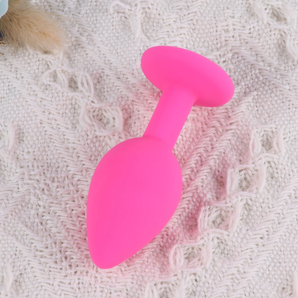 1pc Silica Gel Butt Plug Anal Plug Prostate Massager Diamond Anal Plug for Men and Women (Pink Anal Plug And Mixed Color Diamond)