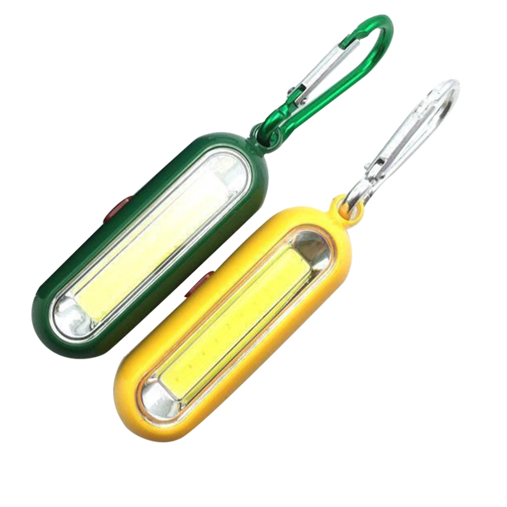 2PCS Key Chain Flashlight Hard Light Keyring Torch Outdoor Emergency Illuminating Lamp Portable Mountaineering Buckle Camping Lamp for Outdoor Use Without Battery Green+Yellow