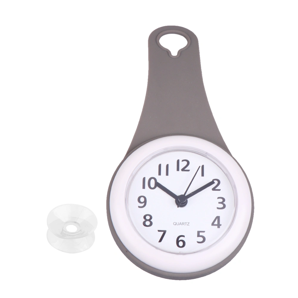 Waterproof Wall Clock Bathroom Mute Wall Clock Suction Cups Hanging Clock (Grey without Battery)